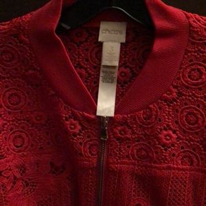 CHICO’S CHRISTMAS RED CROCHET PRINT JACKET (3)